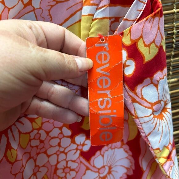 Reversible Dress Size Large (L) Floral Tropical Red Retro Strappy Sun Dress - Picture 6 of 7